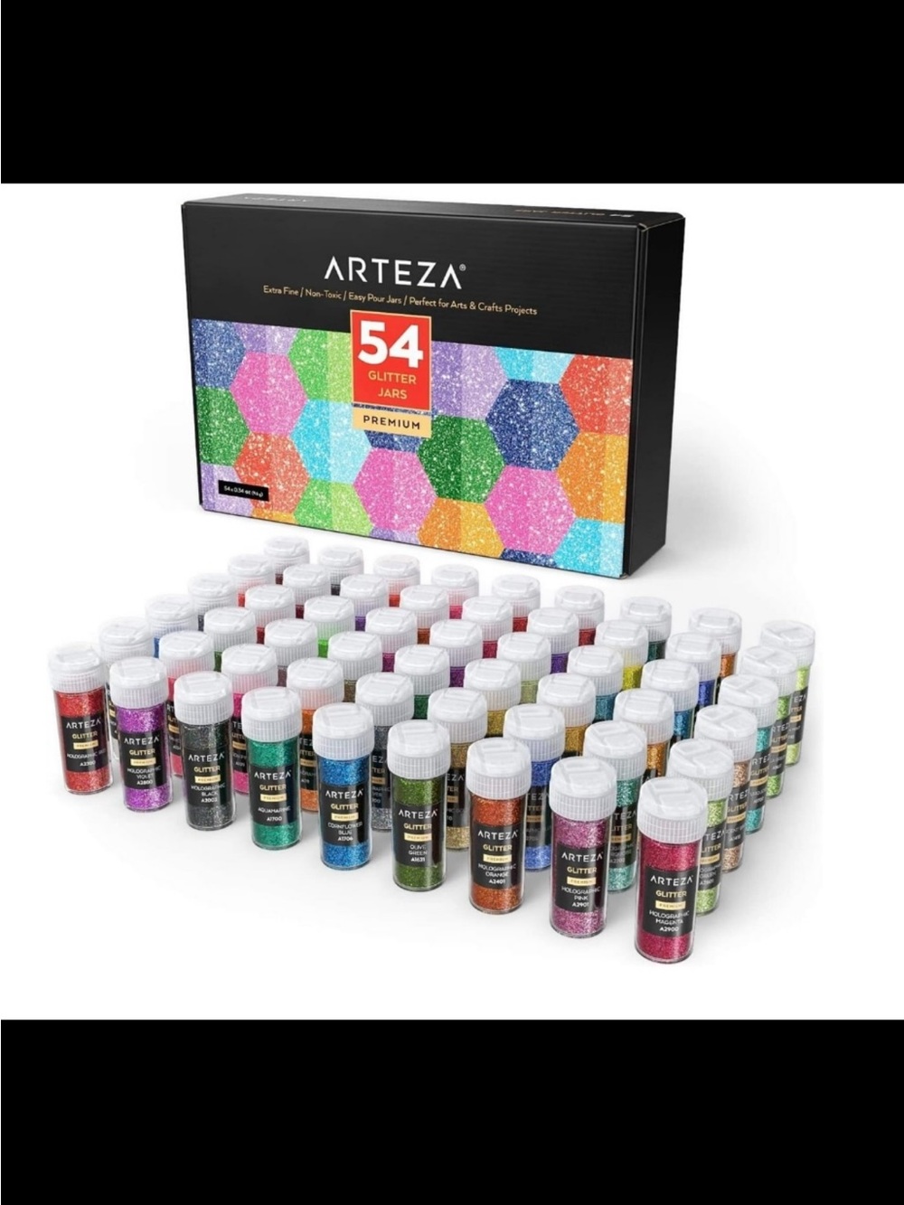 Arteza 54ct glitter shakers set